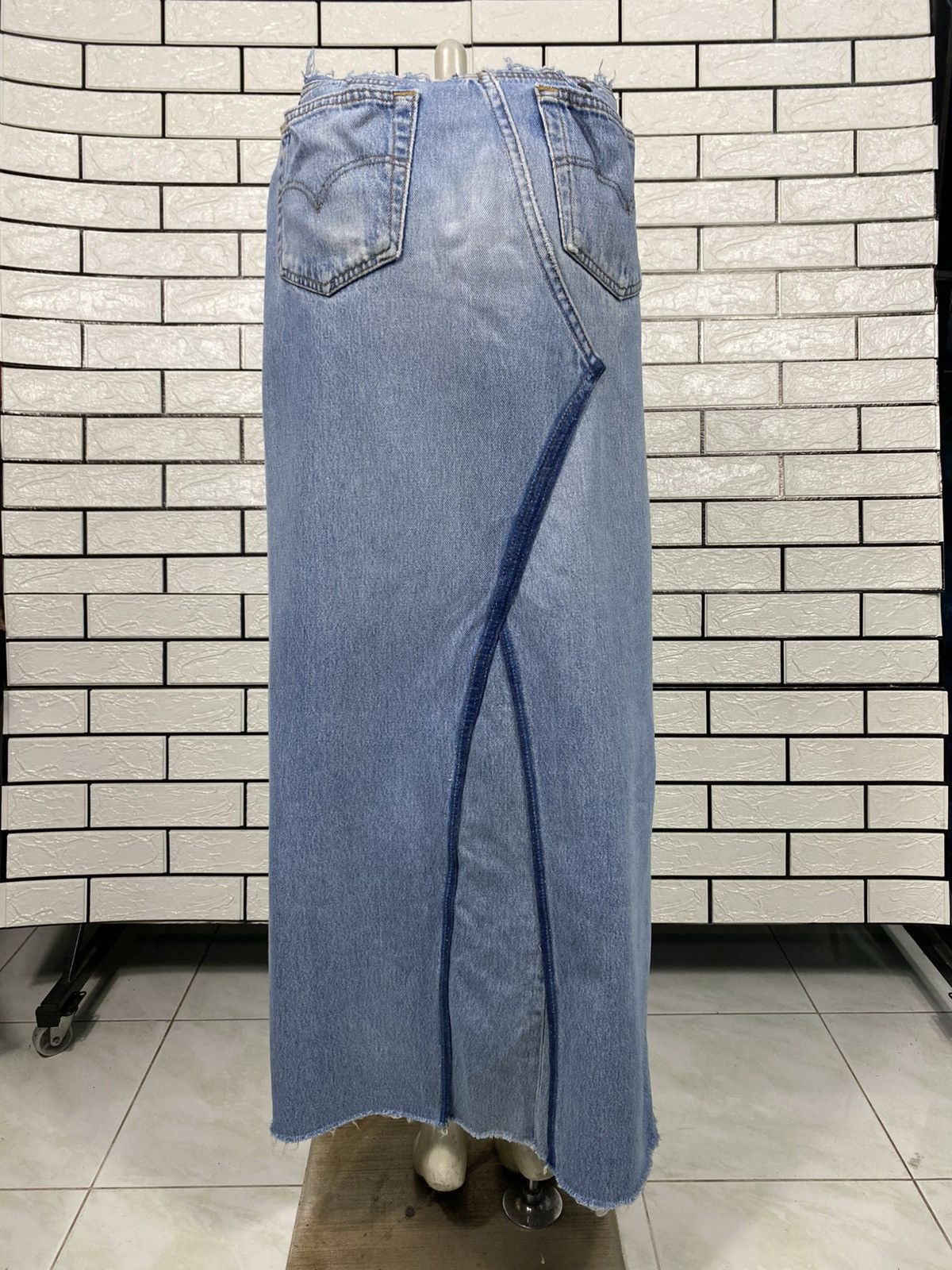 Needles 🔥DISTRESSED DESIGN DENIM LONG SKIRT REBUILD BY NEEDLES Size 28" / US 6 / IT 42 - 7 Thumbnail