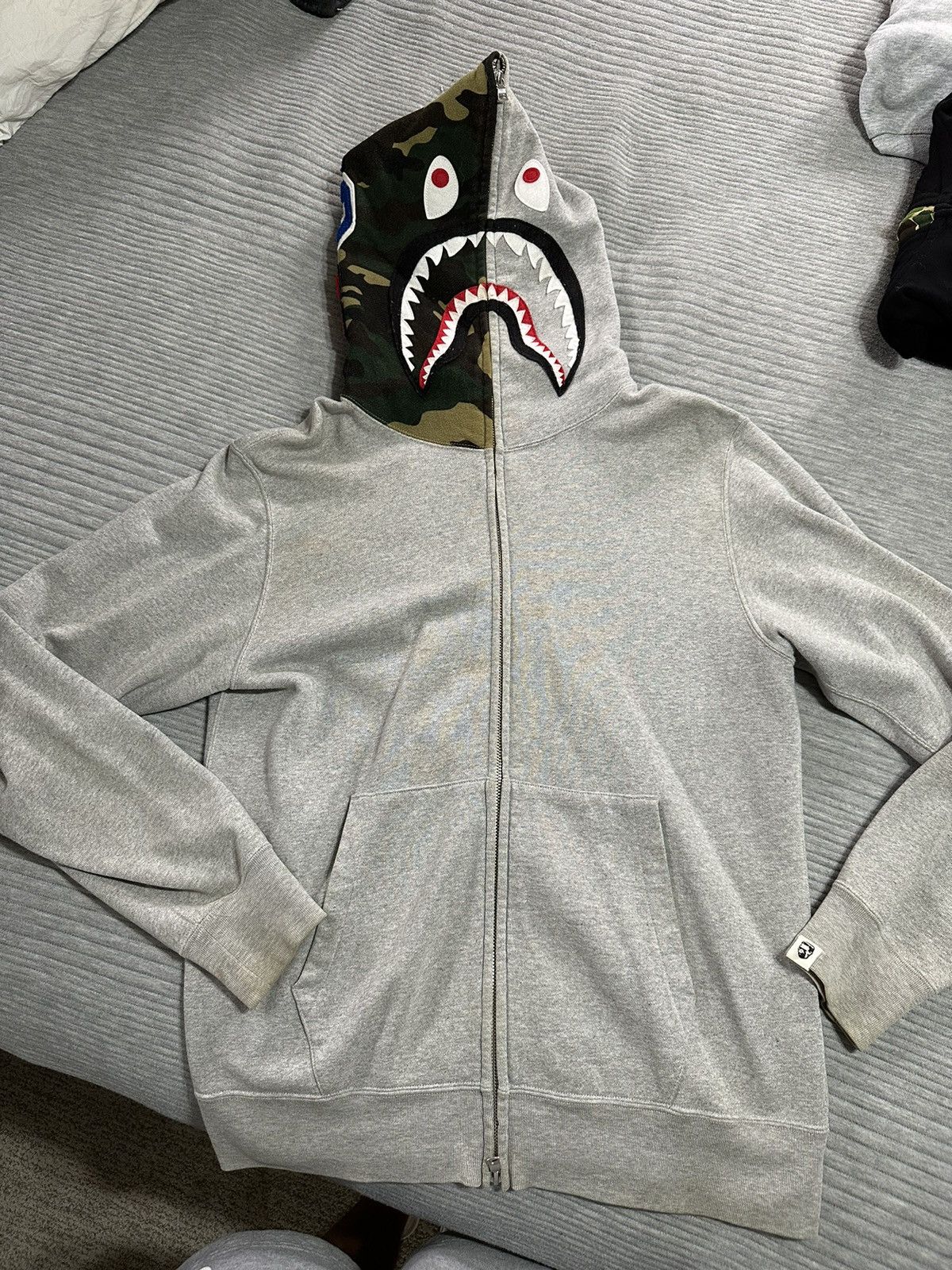 Pre-owned Bape Shark Hoodie Size Large In Grey