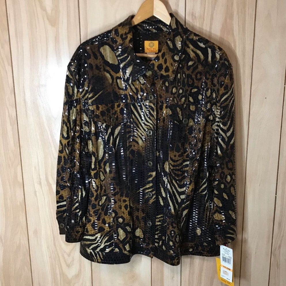 Other NWT Ruby Rd. Animal Print Collared Long Sleeve Jacket 24W Size 4XL / US 24-26 - 1 Thumbnail