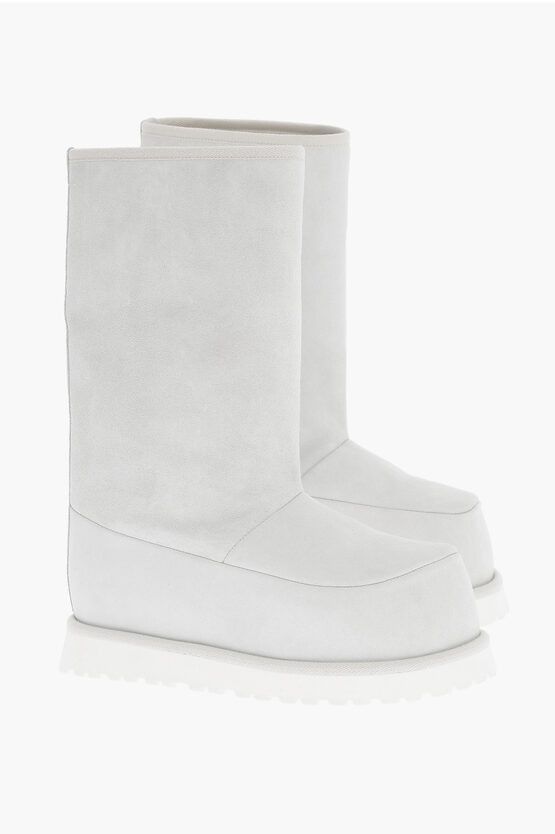image of Maison Margiela Mm6 High Suede Boots With Track Sole in Light Blue, Women's (Size 5)