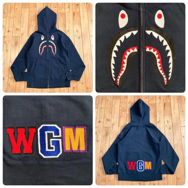 Bape BAPE EMBROIDERY Shark Full Zip Hoodie Navy a bathing ape Size US M / EU 48-50 / 2 - 1 Thumbnail