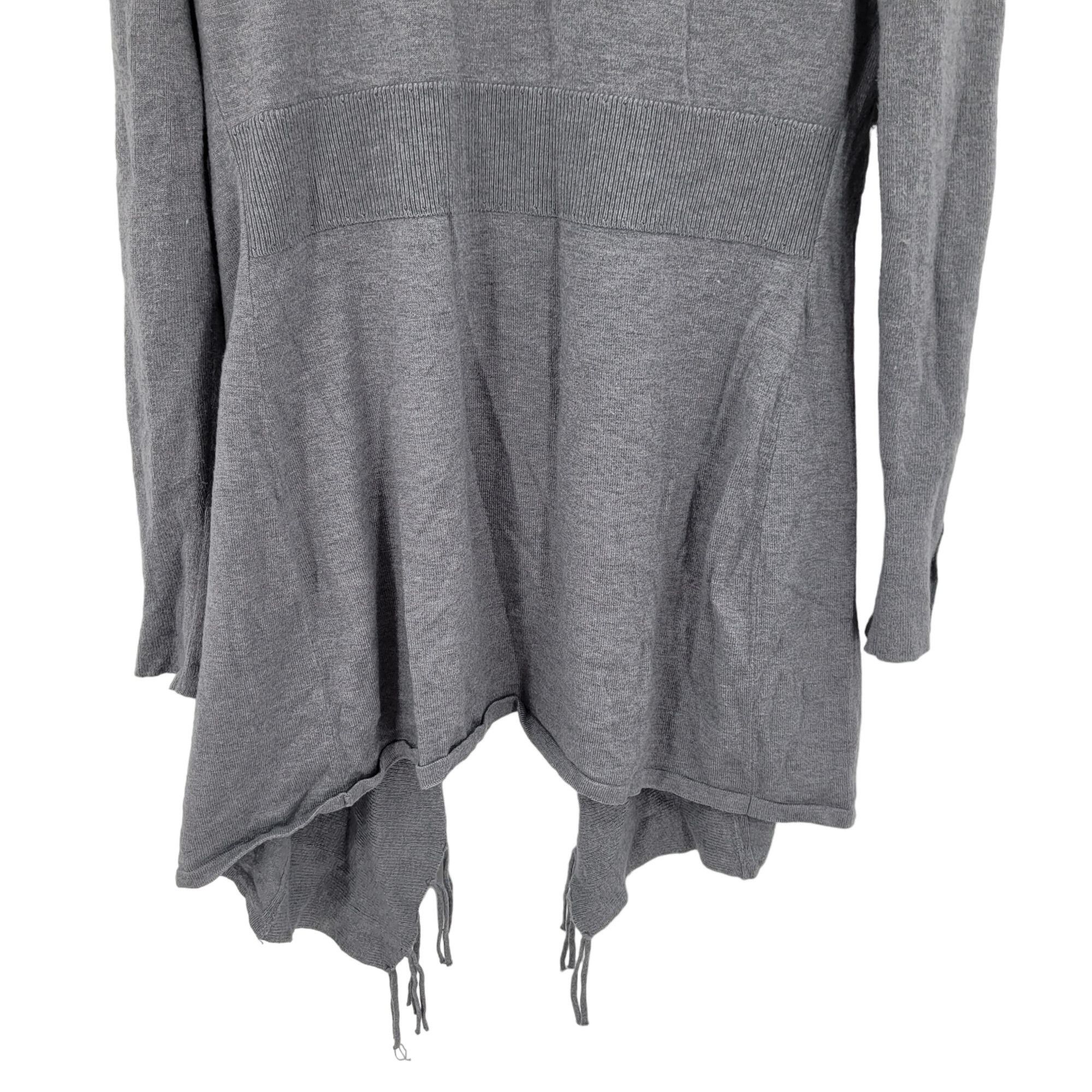 White House Black Market WHBM Fringe Western Cardigan Duster M Gray Wool Heavy Knit S Size M / US 6-8 / IT 42-44 - 9 Thumbnail