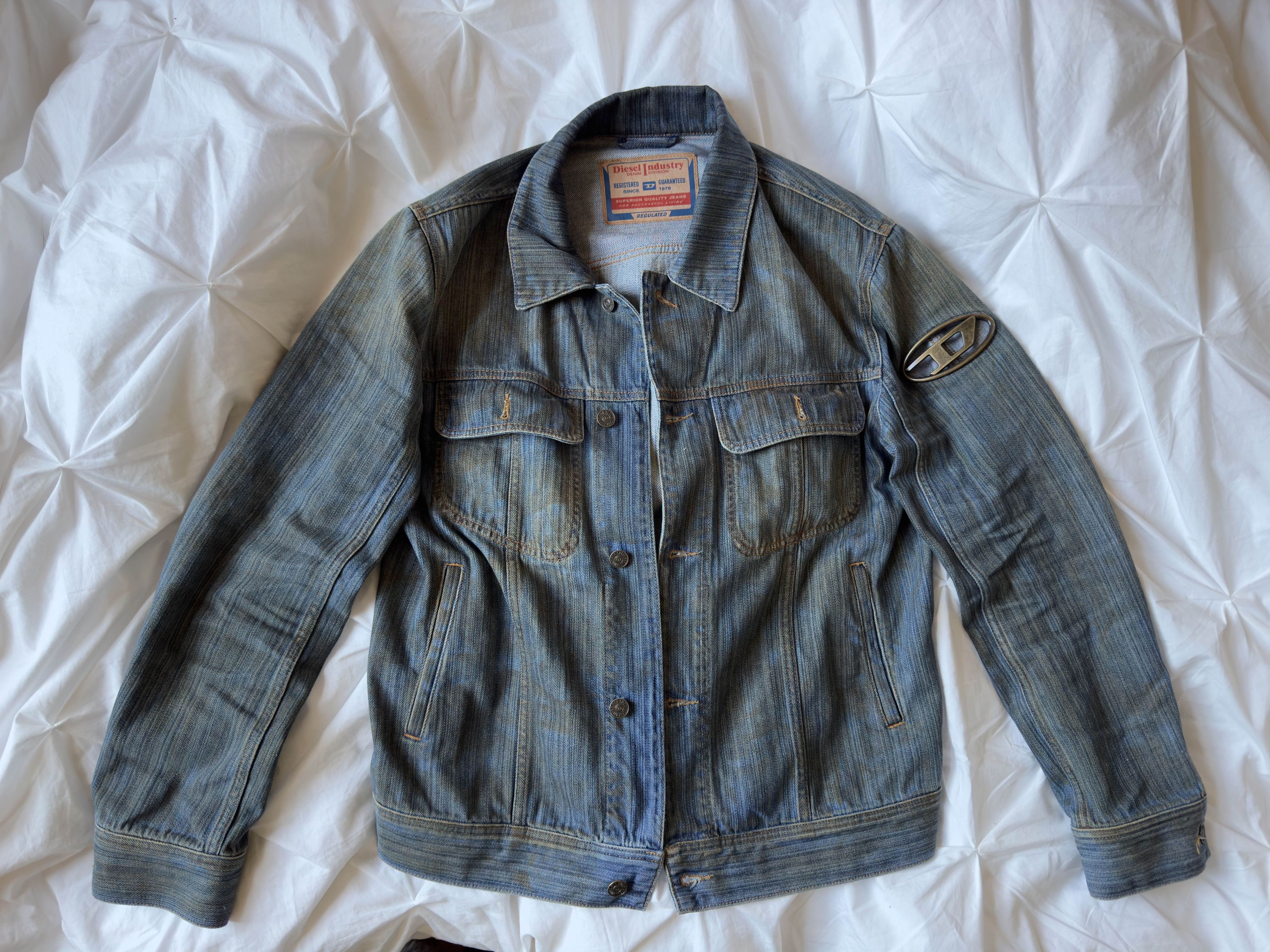 Diesel White Painted Cracked Diesel D-Barcy Denim Jacket | Grailed