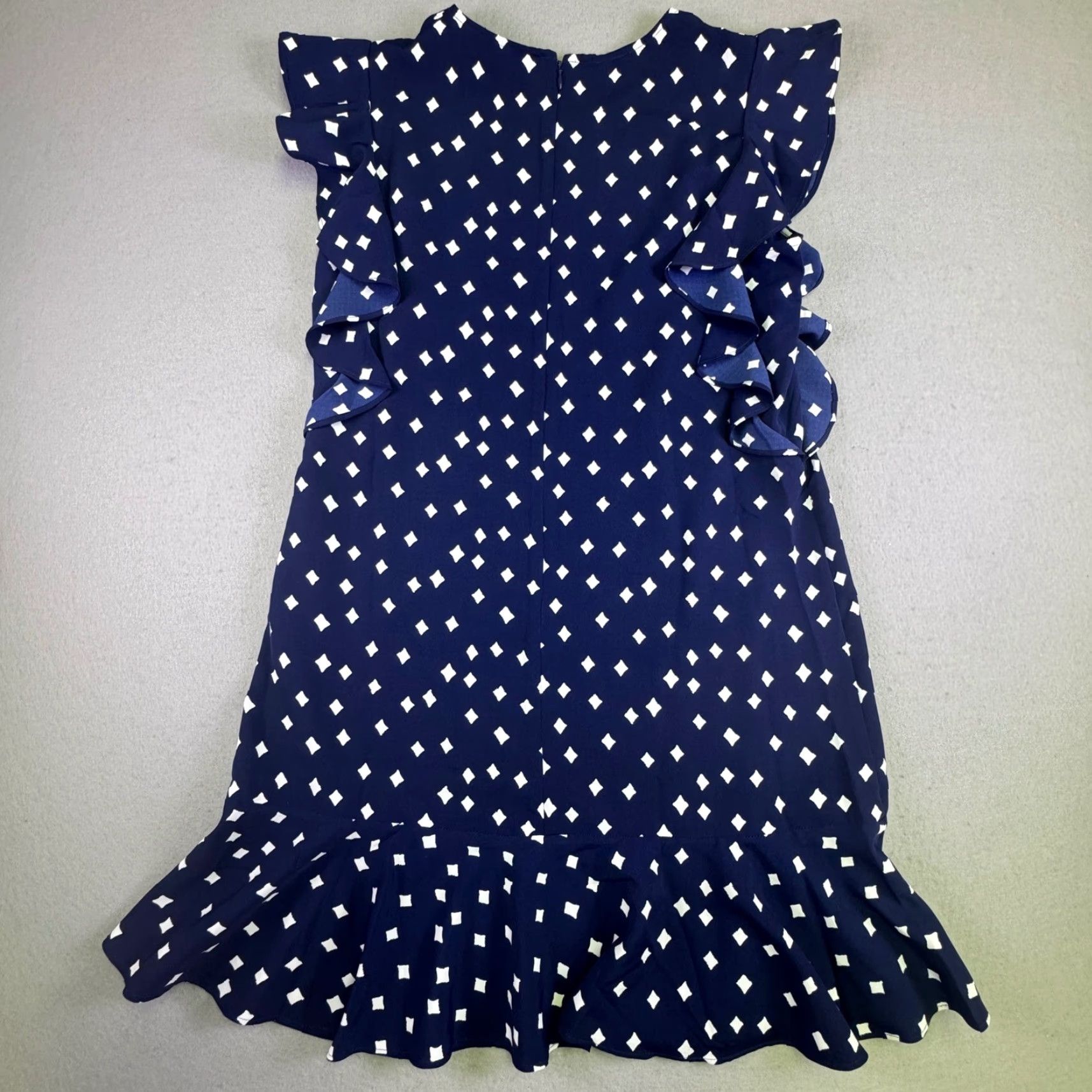 Vineyard Vines Vineyard Vines Dress Women's Shift Sleeveless Navy White Diamond Geometric Ruffle Drop Waist Size S / US 4 / IT 40 - 5 Thumbnail