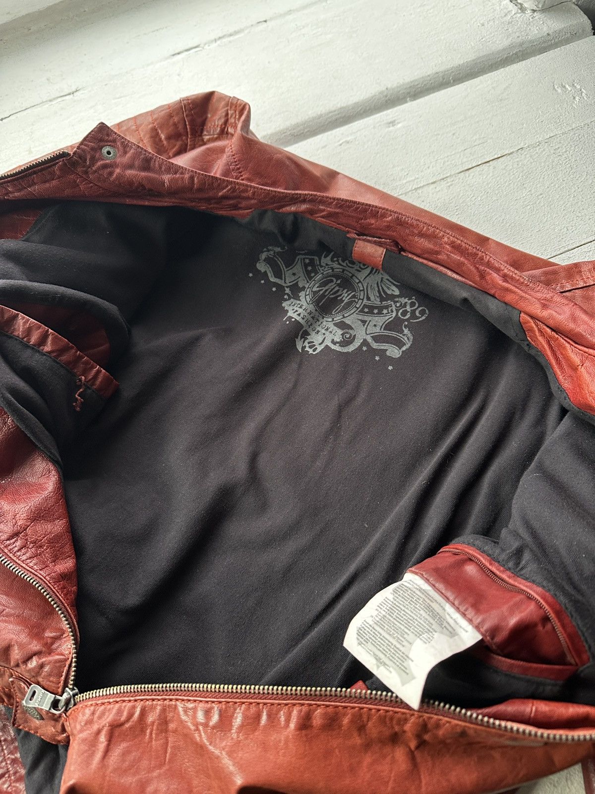 Gypsy 🚨VNTG LEATHER JACKET AVANT GARDE ASYMMETRICAL BROWN MOTO Size US XL / EU 56 / 4 - 11 Thumbnail