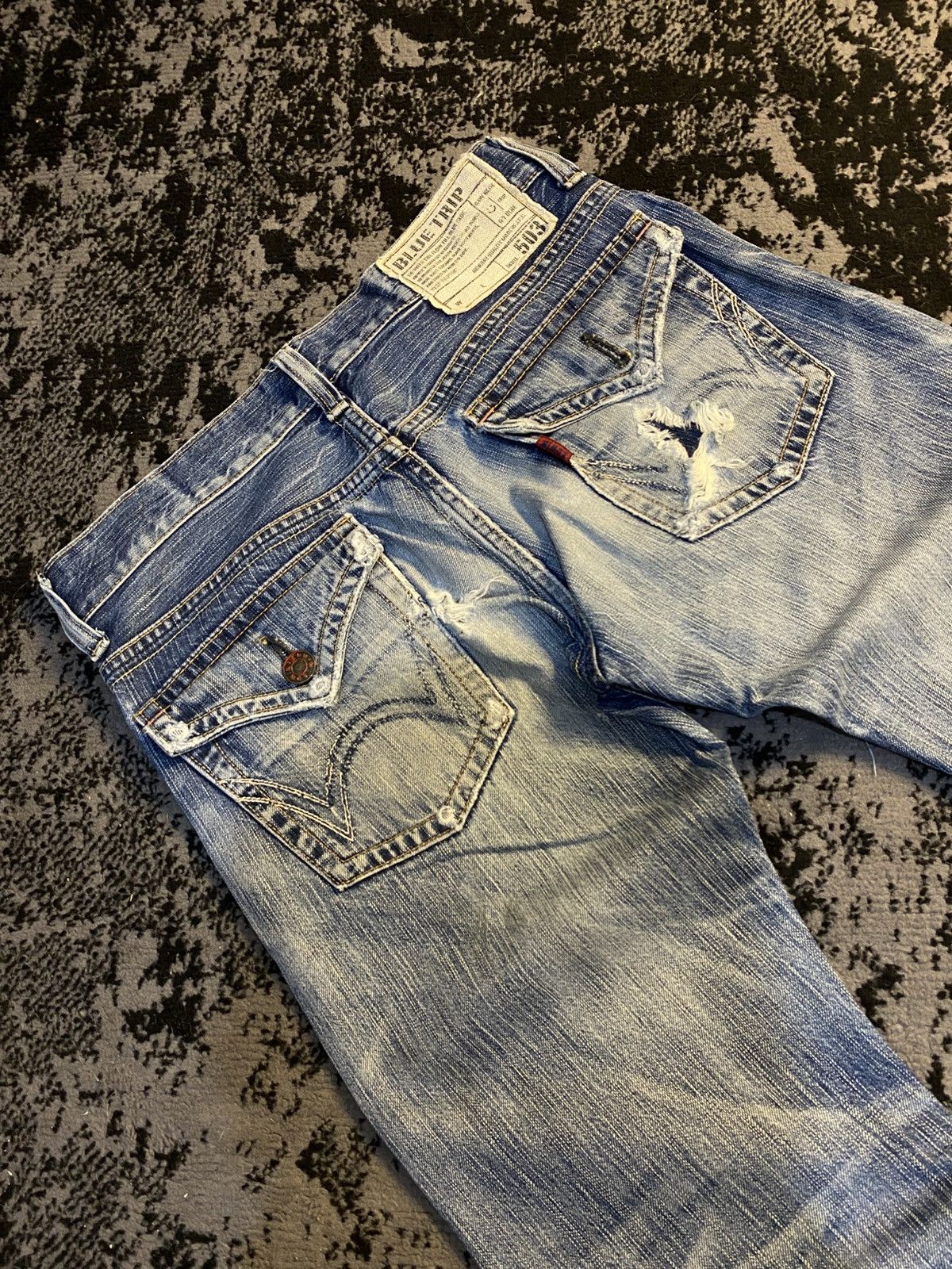 Edwin 503 Flare Edwin Blue Trip Distressed Jeans 🔥 Size US 30 / EU 46 - 12 Thumbnail