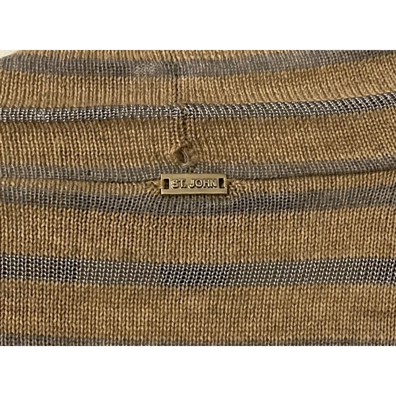 St. John St John Knits Sweater Cardigan Striped Wool Blend Dark Camel/Melange sz M Womens Regular Size M / US 6-8 / IT 42-44 - 3 Thumbnail