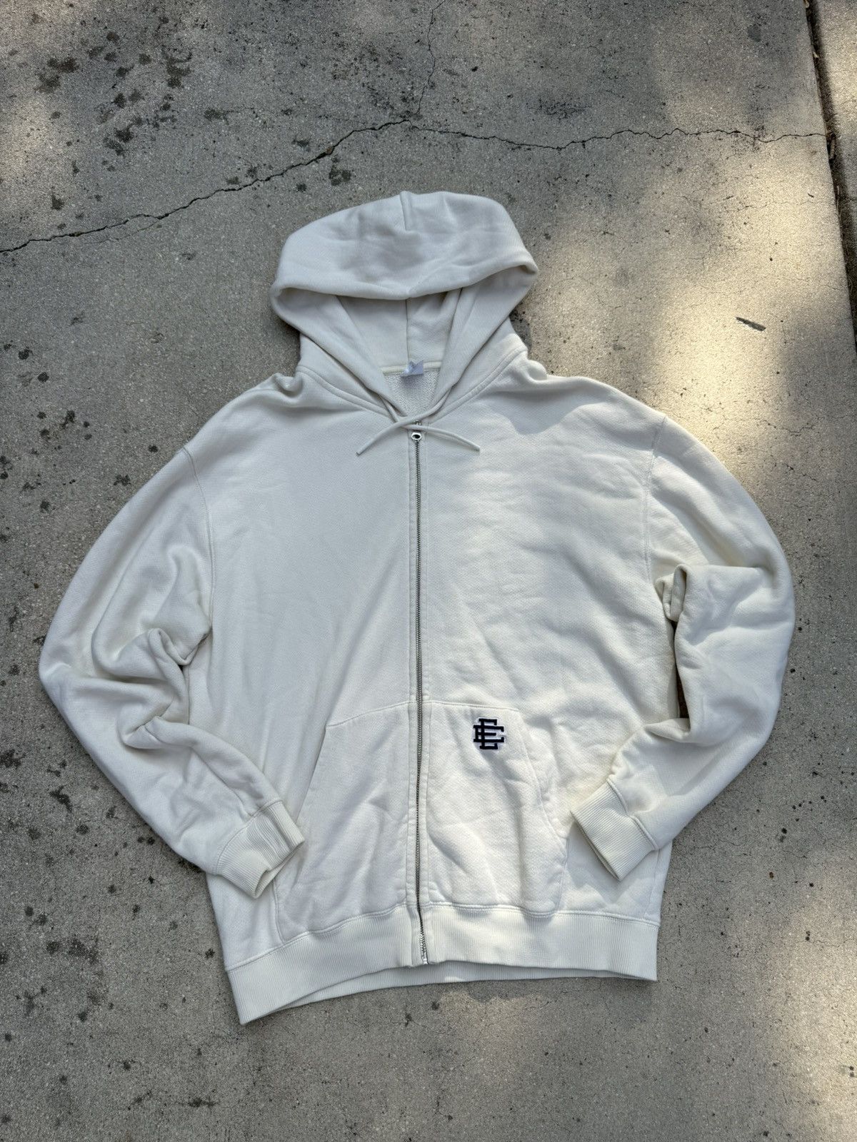 Eric Emanuel Eric Emanuel EE Cream and Black Zip Up Hoodie Size Large Size US L / EU 52-54 / 3 - 1 Thumbnail