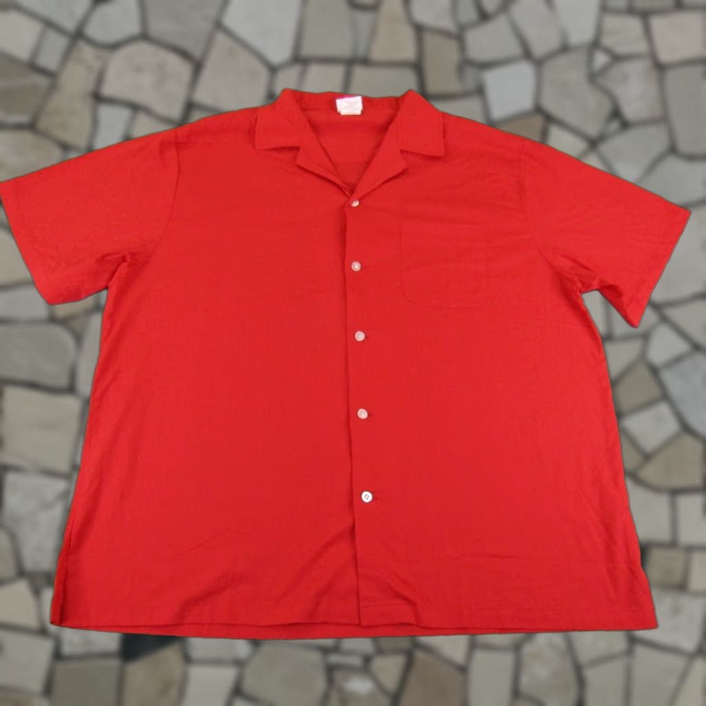 Vintage Cruisin USA Shirt Mens XL Red Button-Up Short Sleeve Collared Casual Rockabilly Bowling Camp Size US XL / EU 56 / 4 - 1 Thumbnail