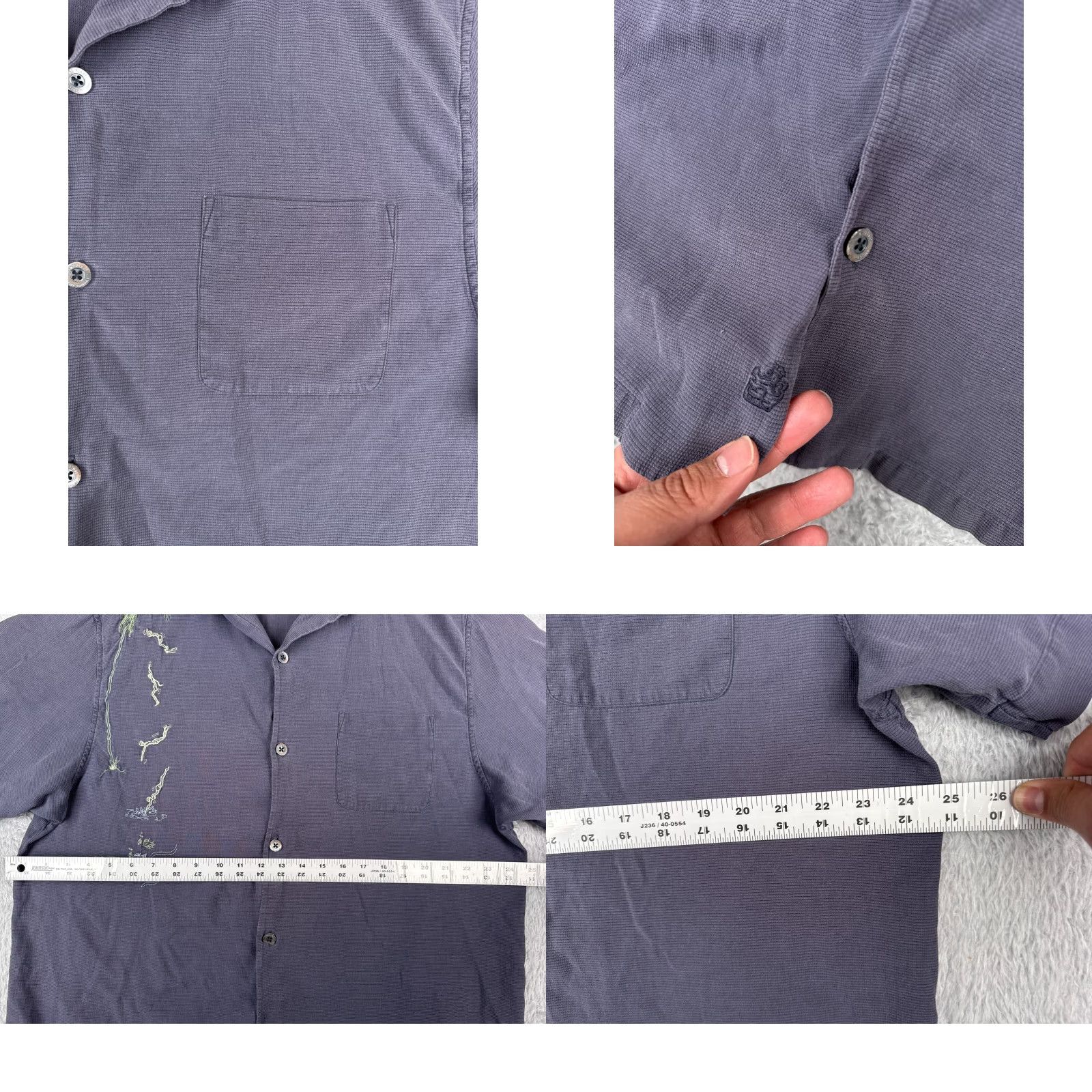 Nat Nast Nat Nast Mens Blue Purple Embroidered Palm Diver Silk Blend Shirt XL Hawaiian Button-Up Capable All Seasons Size US XL / EU 56 / 4 - 9 Thumbnail