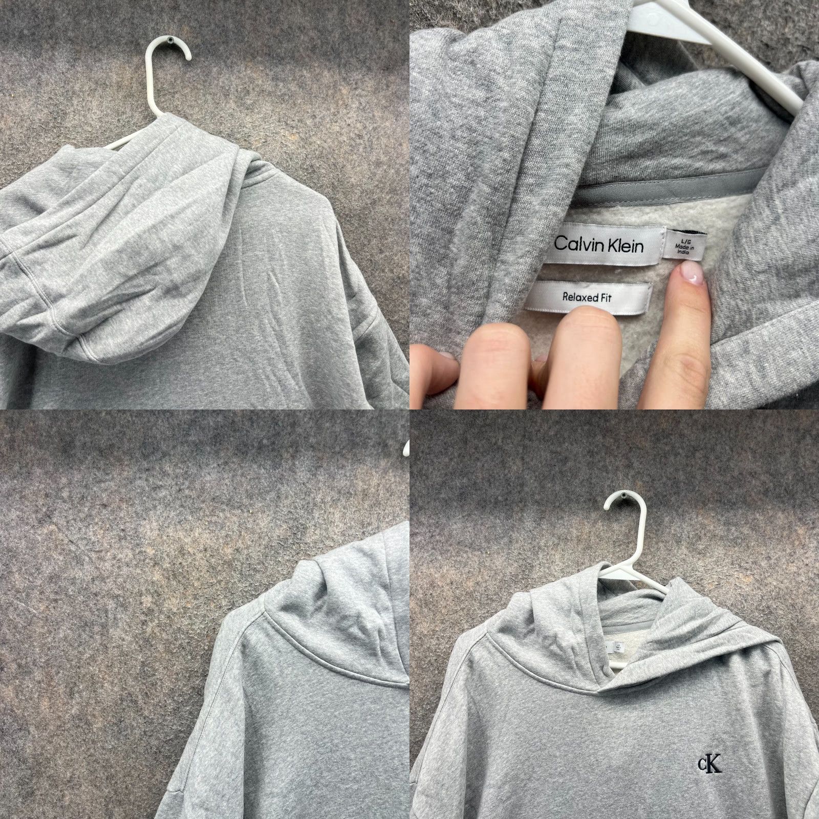 Calvin Klein VINTAGE Calvin Klein Hoodie Mens Large Gray Relaxed Fit Pullover Kangaroo Pocket Jacket Size US L / EU 52-54 / 3 - 8 Thumbnail