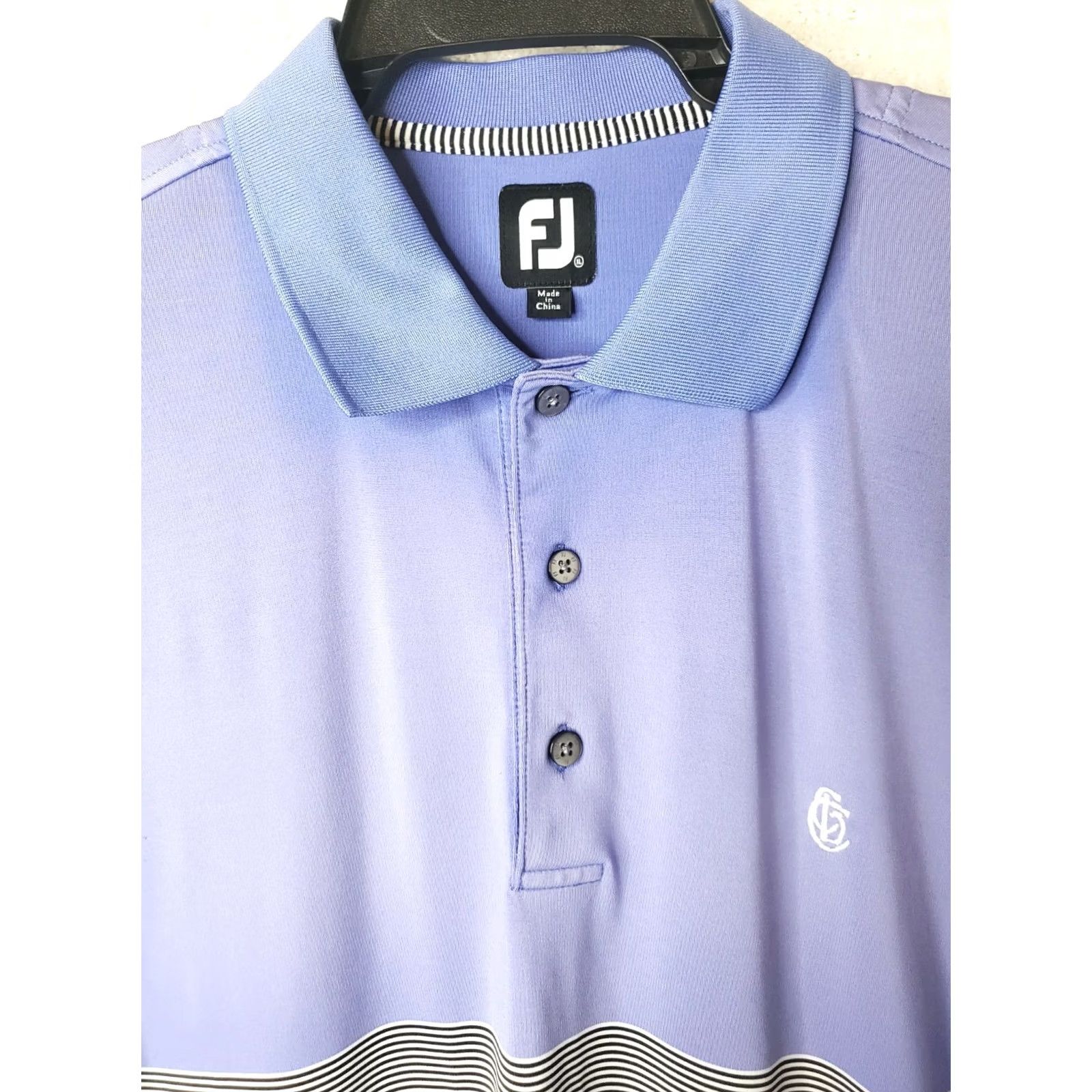 Footjoy FootJoy FJ Mens XL Golf Polo Shirt Periwinkle Blue Striped Performance Stretch - Vintage - 2000-2010 Size US XL / EU 56 / 4 - 3 Thumbnail