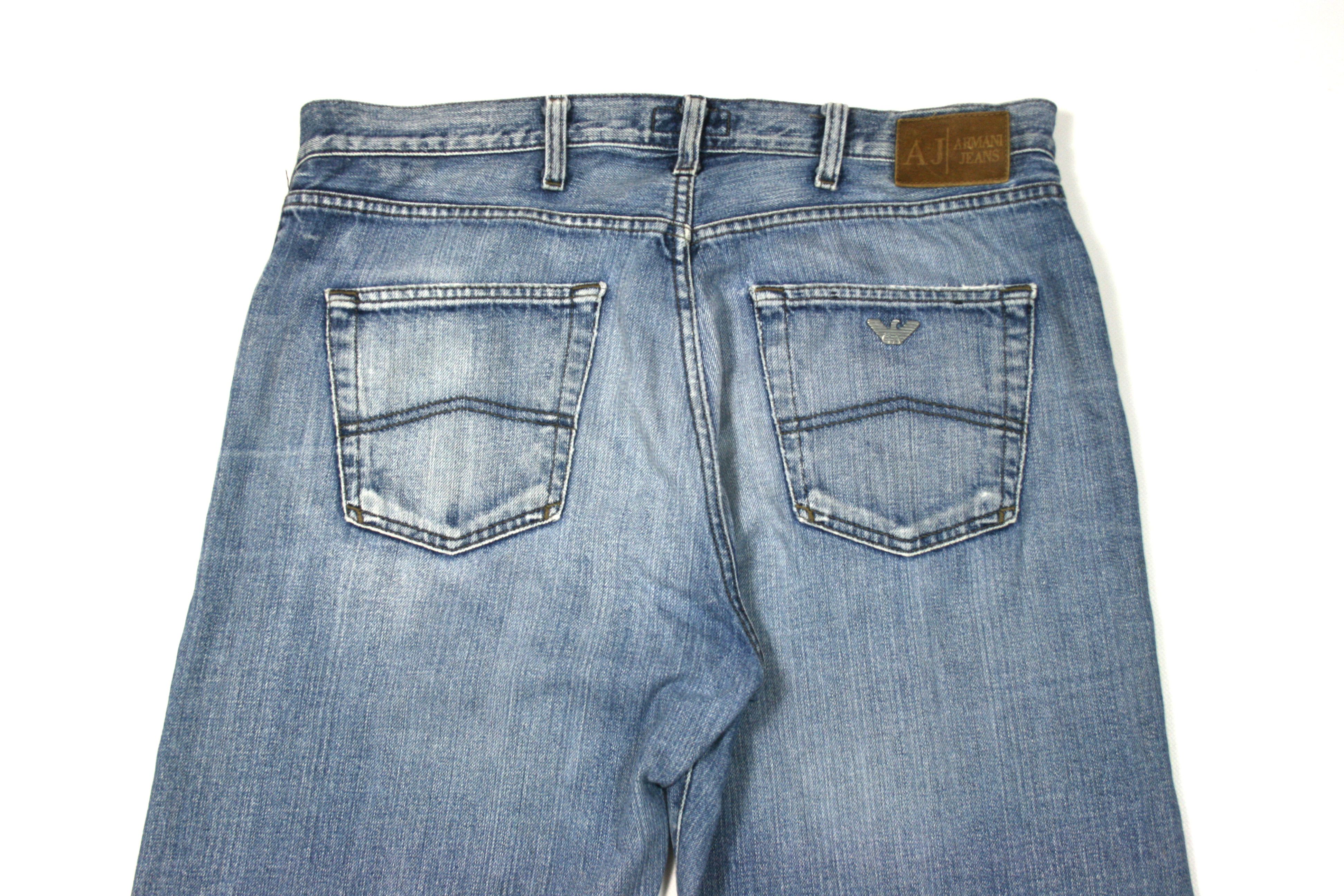 Armani 00S Metal Logo Y2K Wide Leg Indigo Jeans Vintage Size US 34 / EU 50 - 4 Thumbnail