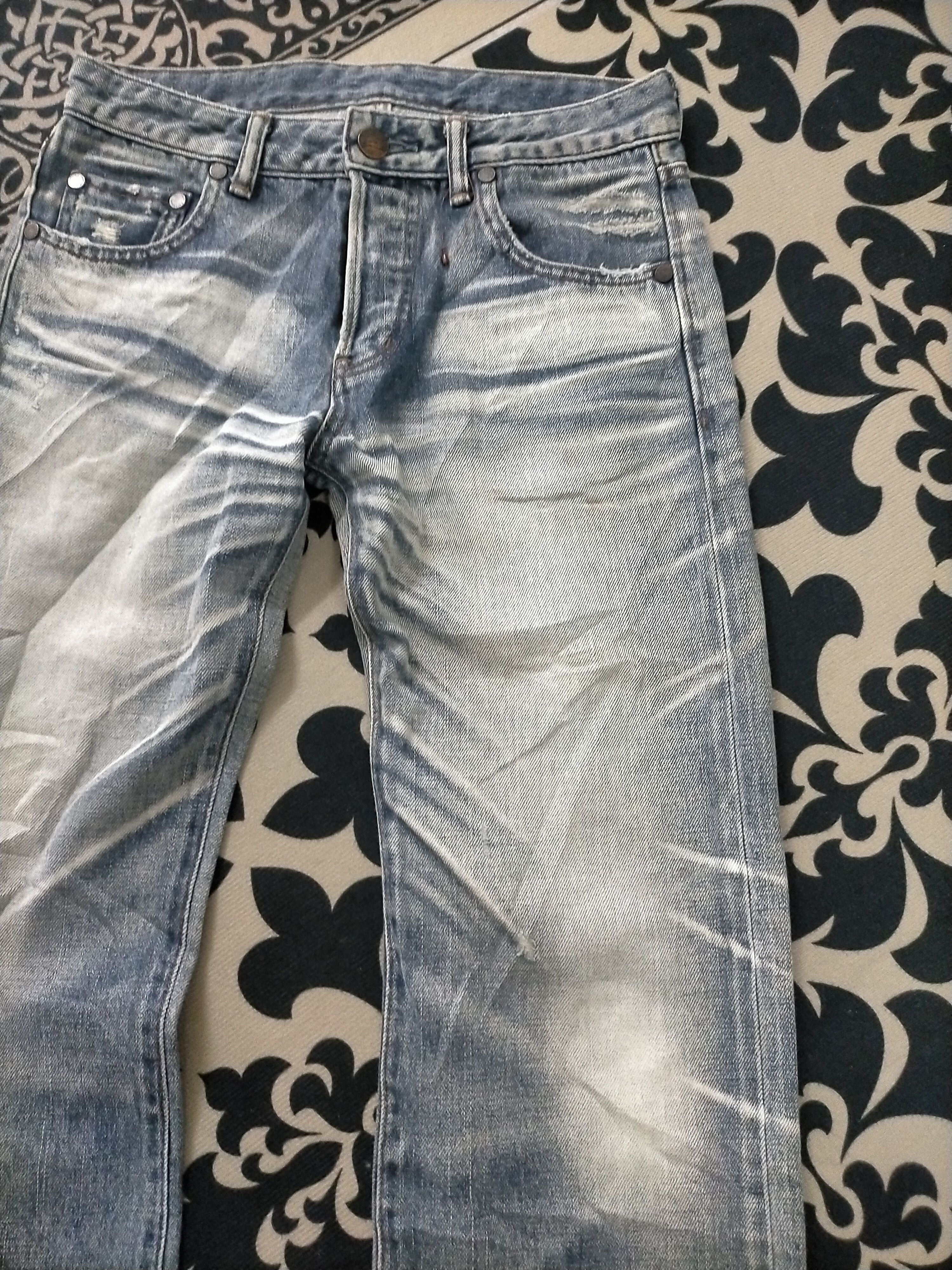 14th Addiction × If Six Was Nine × Japanese Brand 🔥 Mudwash Distressed Stunning Lure Selvedge Jeans Size US 28 / EU 44 - 4 Thumbnail