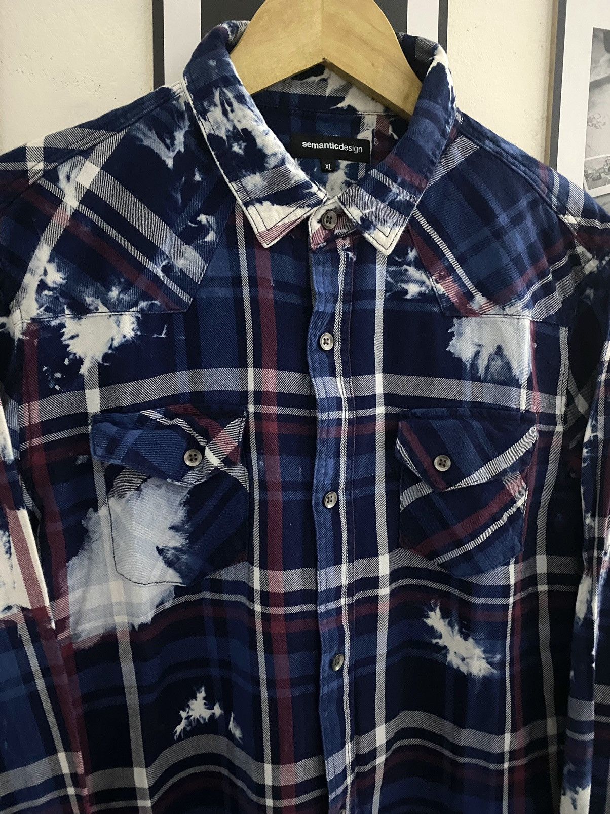 semanticdesign 2000s Semantic Design Bleached Plaid Shirt Size US XL / EU 56 / 4 - 2 Thumbnail
