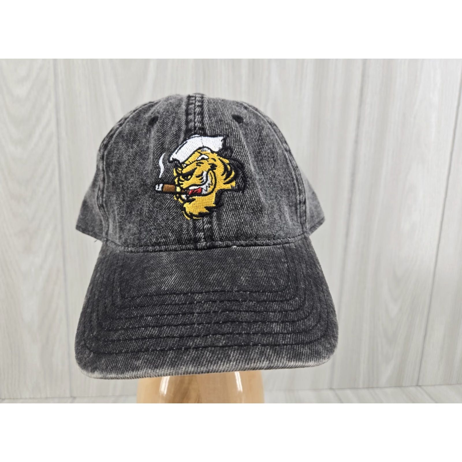 Vintage Otto Hat Baseball Cap Men Adjustable Black Cotton Happy Tiger Cigar Acid Washed Hardwear Designer Theme Tigers Mens Size ONE SIZE - 3 Thumbnail