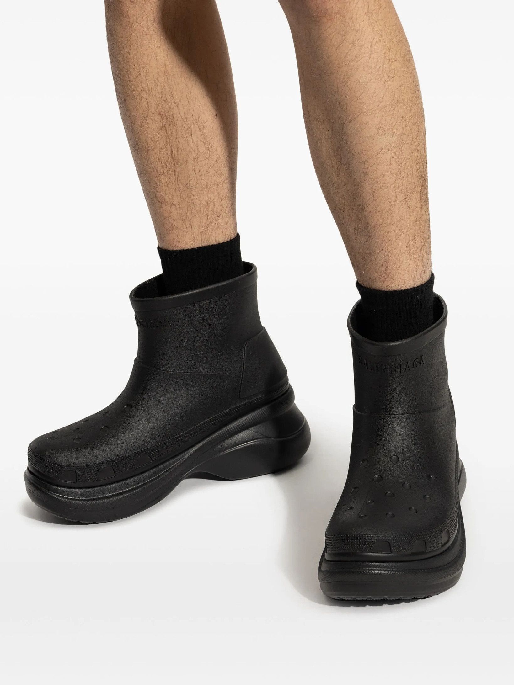 Balenciaga × Crocs BALENCIAGA CROCS BLACK RAIN BOOTS | Grailed
