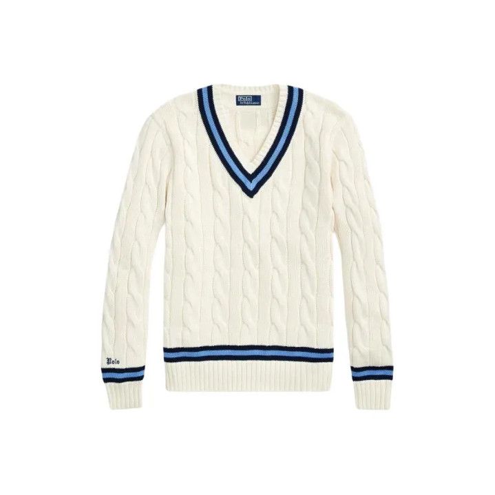 Polo Ralph Lauren Polo Ralph Lauren Striped V-Neck Long-Sleeve Knit Sweater Size US XL / EU 56 / 4 - 1 Thumbnail