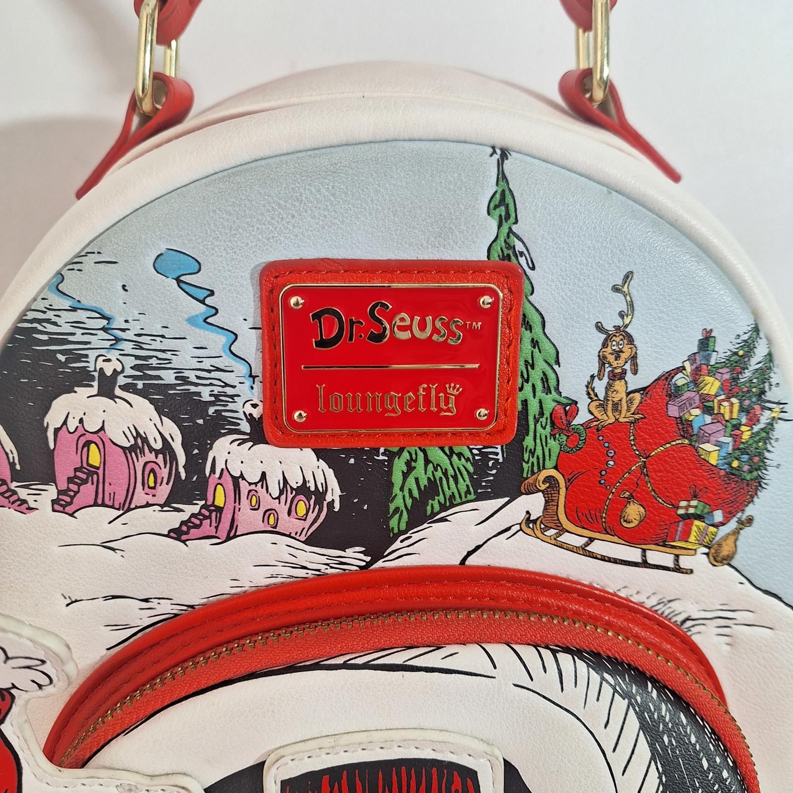 Designer LOUNGEFLY Dr. SeuSS The Grinch Christmas Edition. Back Pack Size ONE SIZE - 3 Thumbnail