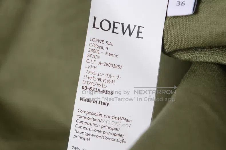 Other Loewe Green Logo Embossed Leather Patch Cotton Collar Sing Size XS / US 0-2 / IT 36-38 - 3 Thumbnail