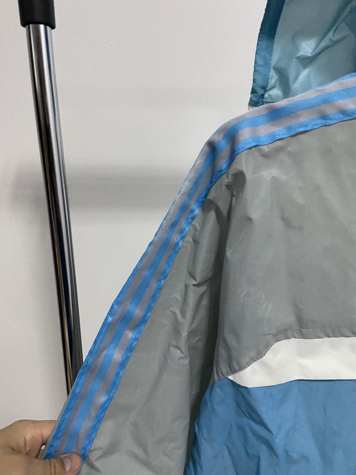 Adidas × Vintage Adidas 90s ventex hooded zip striped jacket bag transformer Size US M / EU 48-50 / 2 - 3 Thumbnail