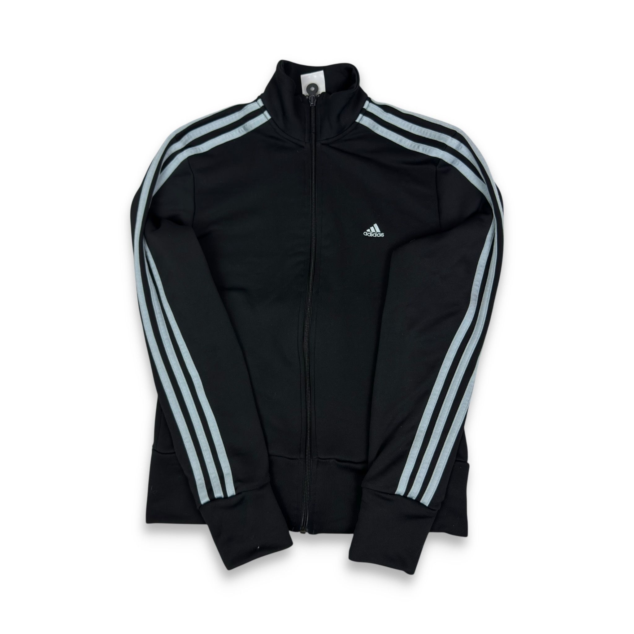 Adidas Women Black Gray Logo Originals 3-Stripe Track Jacket