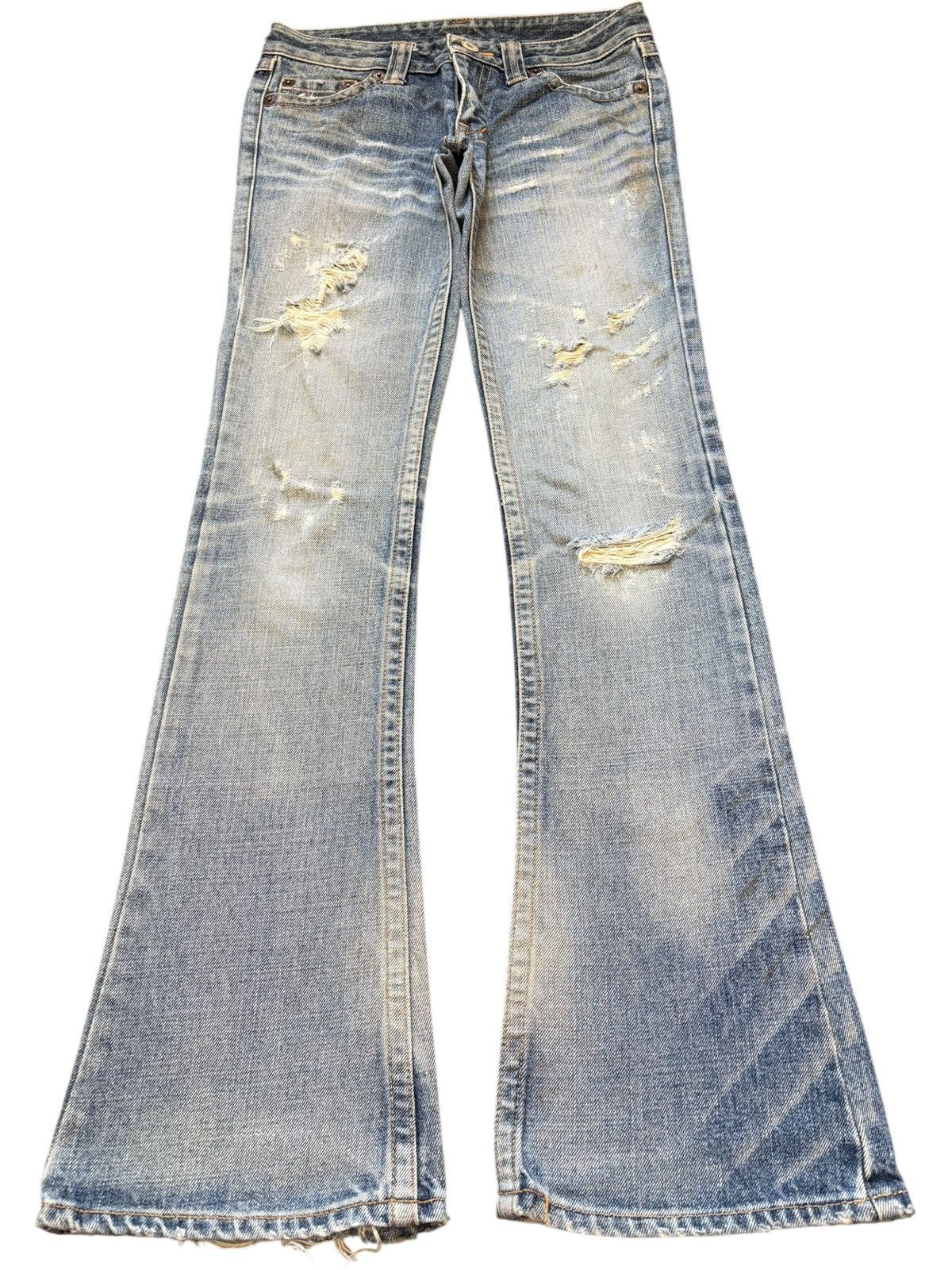 Hysteric Glamour Vintage Material Girl Distress Low Rise Flare Jeans Size 28" / US 6 / IT 42 - 1 Thumbnail