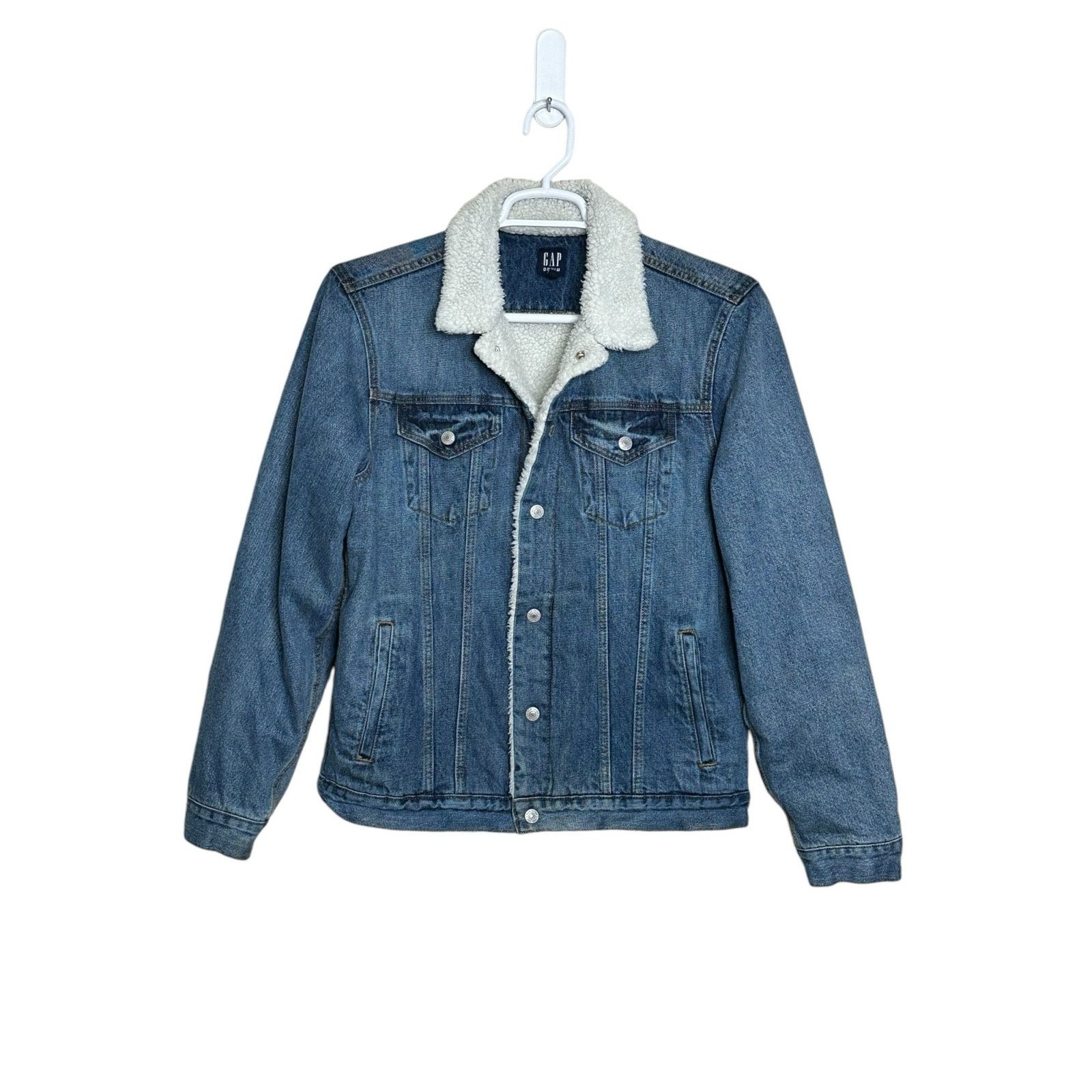 Gap Gap blue denim sherpa snap buttoned jacket size Large Size US L / EU 52-54 / 3 - 8 Thumbnail
