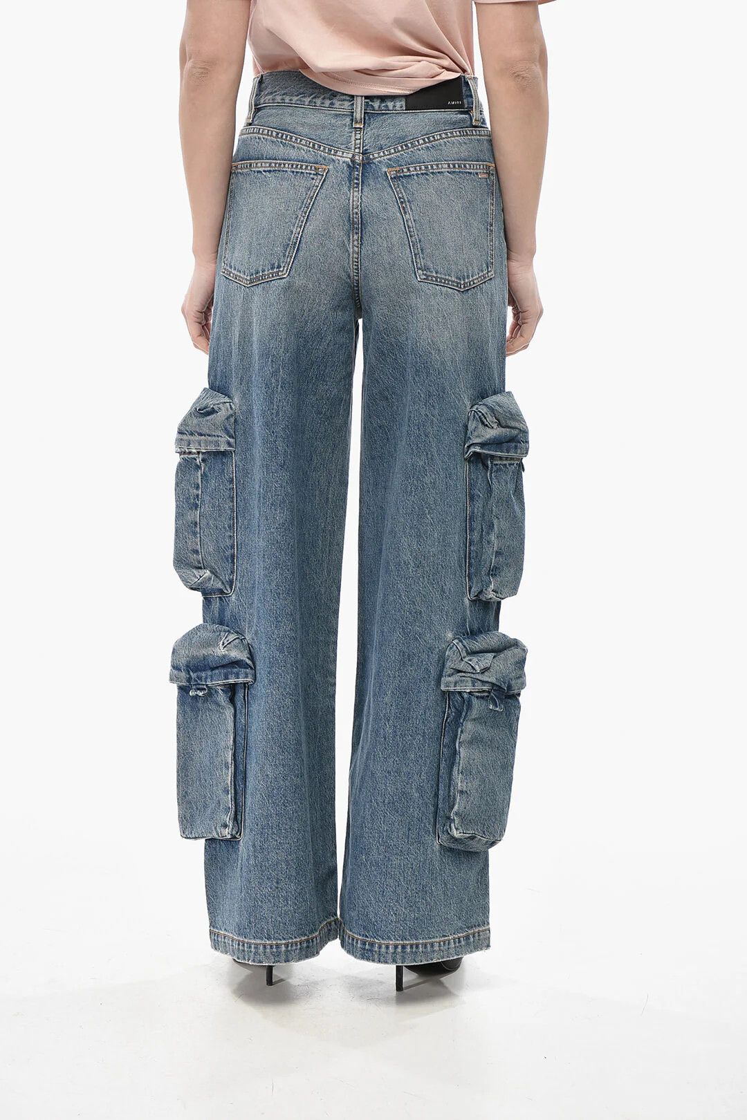 Amiri og1mm0426 Wide-Leg Cargo Jeans in Blue Size 26" / US 2 / IT 38 - 3 Thumbnail