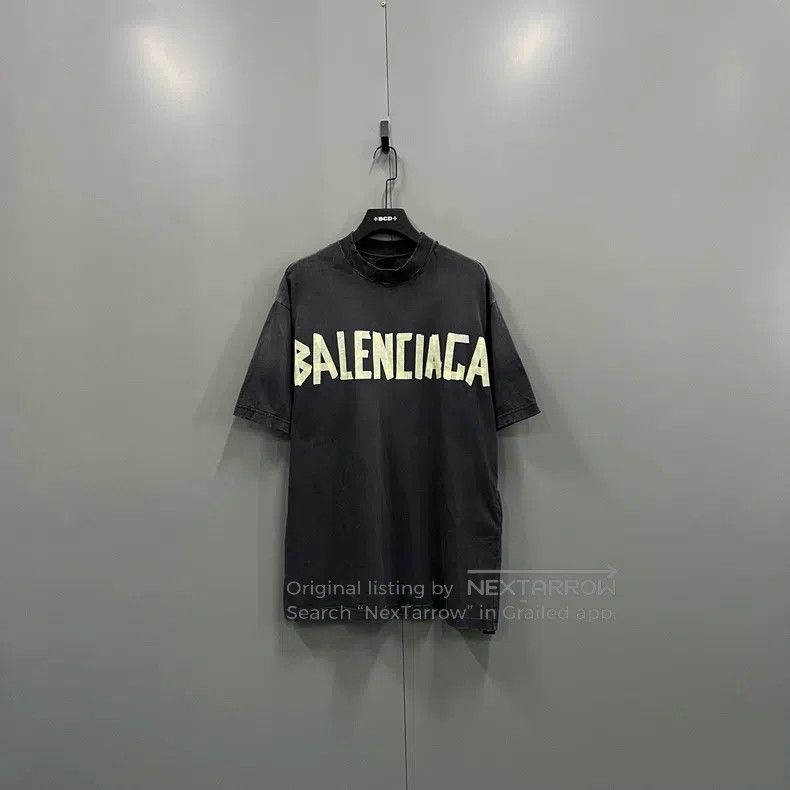Balenciaga Distressed Tape Logo Short Sleeve