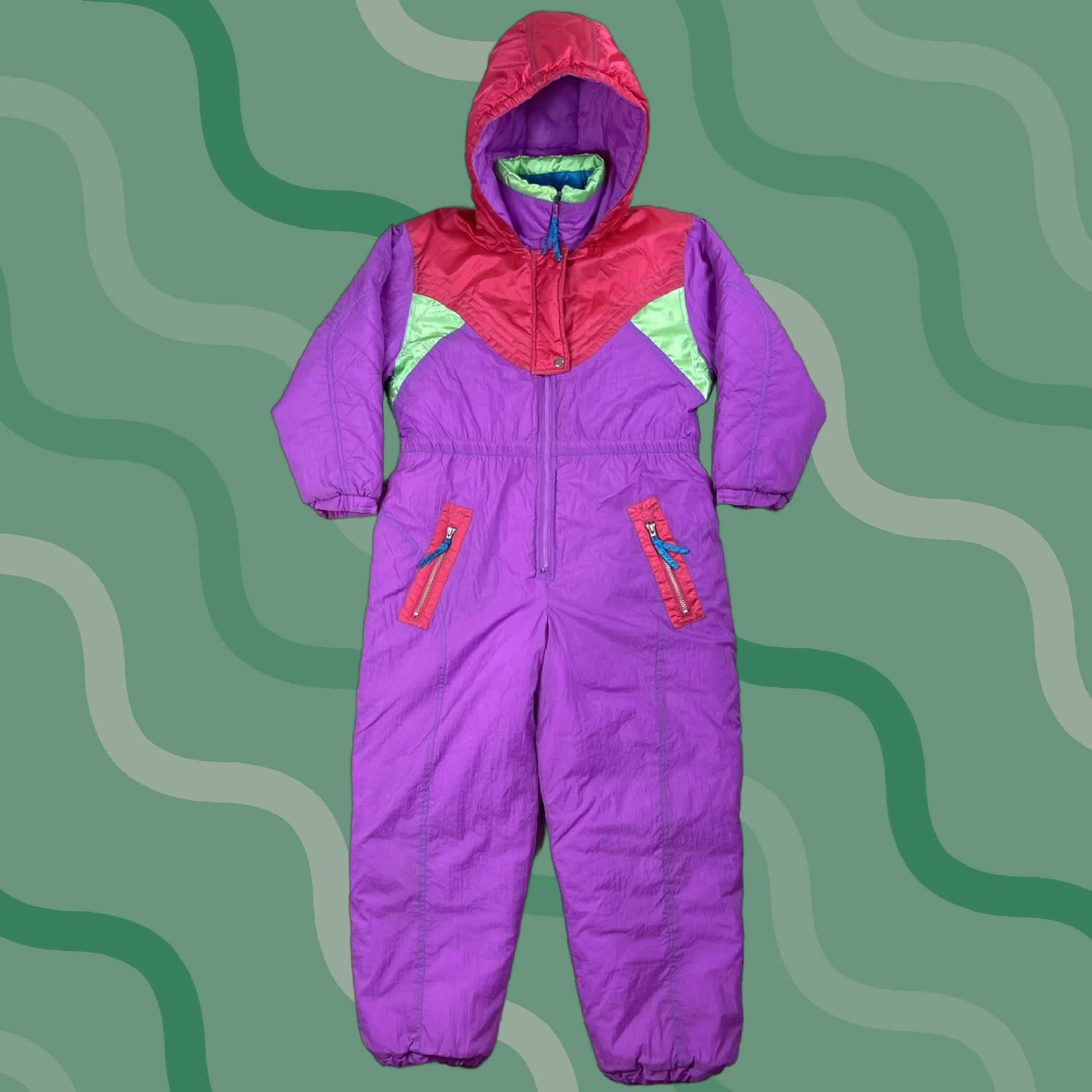 Vintage VINTAGE New Moves SPORT One Piece Snowsuit Kid Teens Neon Purple Quilted Zip Snap Pockets Long Sleeve Winter 16.5 Size XXL / US 16-18 / IT 52-54 - 1 Thumbnail