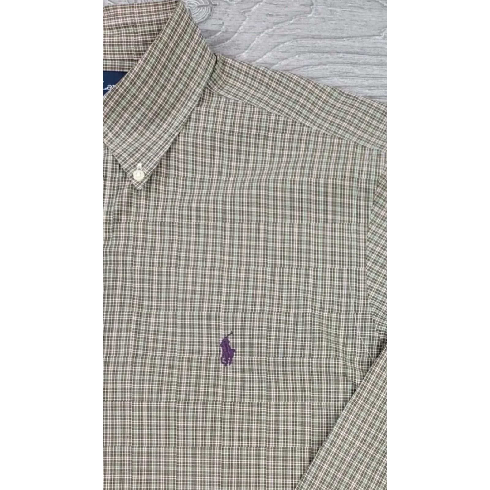 Polo Ralph Lauren Polo Ralph Lauren Button-Up Shirt Mens L Olive Green Plaid Button-Front Classic Knit Cotton Multicolor 90s Theme Size US L / EU 52-54 / 3 - 4 Thumbnail