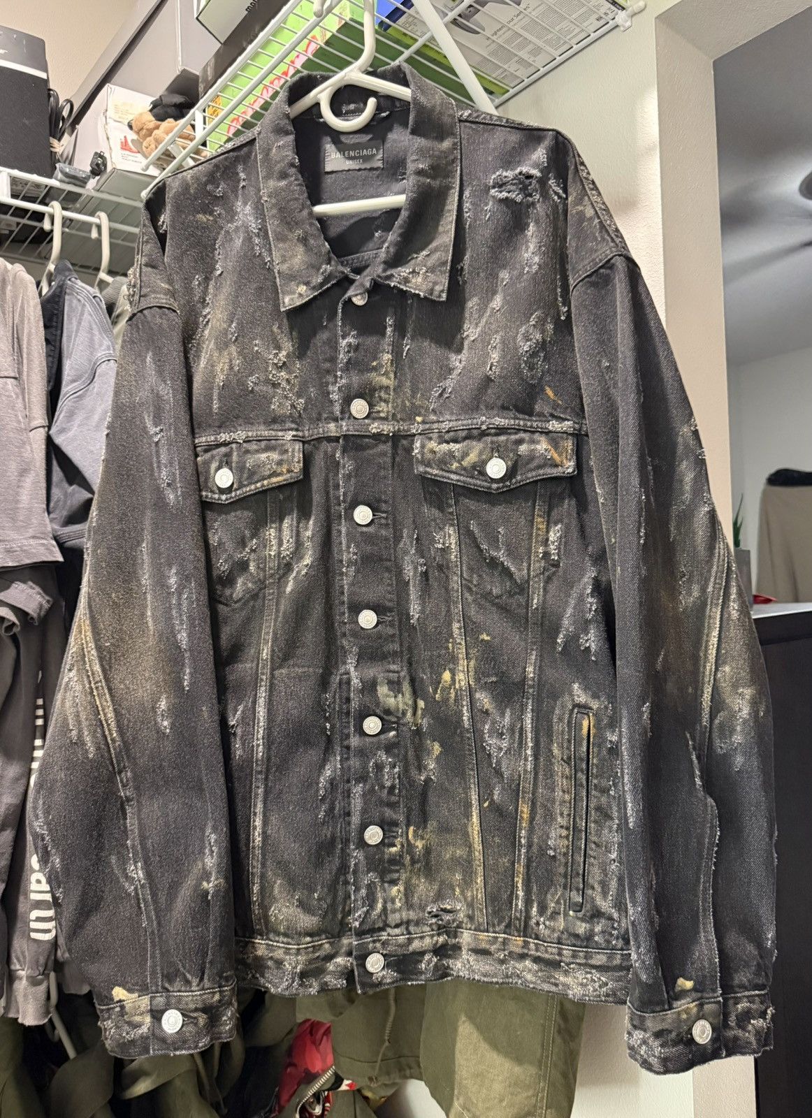 Balenciaga Size 3 destroyed denim jacket Size US L / EU 52-54 / 3 - 1 Thumbnail
