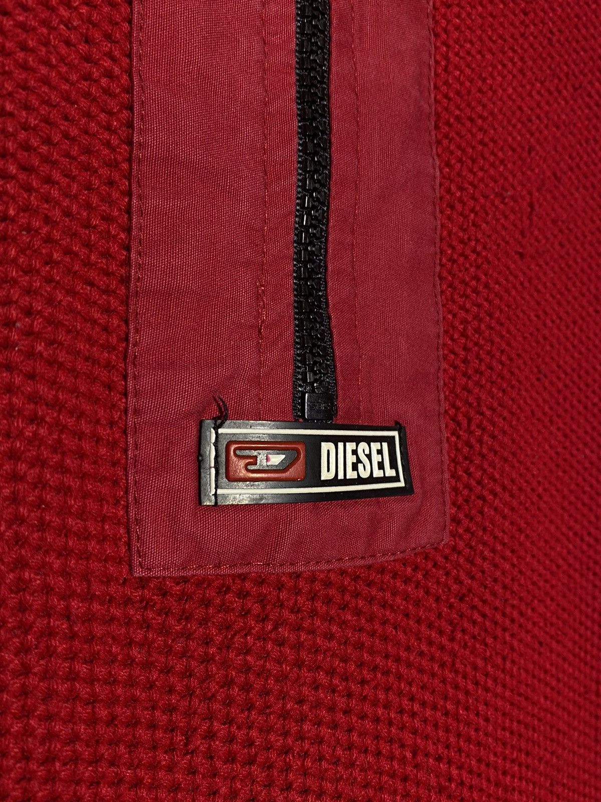 Diesel 🔥 Y2K DIESEL RED ZIP NECK SWEATER TECH CORE AESTHETIC Size US L / EU 52-54 / 3 - 8 Thumbnail