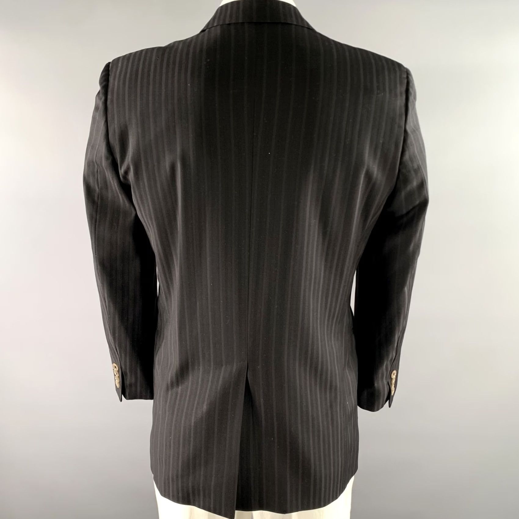 Dolce & Gabbana DOLCE & GABBANA Sport Coat Black Grey Stripe Wool Blend Notch Lapel Size 42 Men Size US XS / EU 42 / 0 - 4 Thumbnail