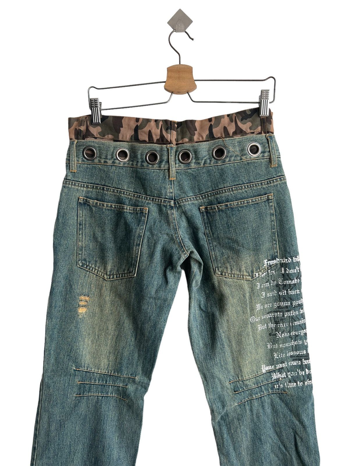 If Six Was Nine ITA "Anarchy Poems" Bullet Hole Double Waist Hybrid Denim Size US 32 / EU 48 - 11 Thumbnail