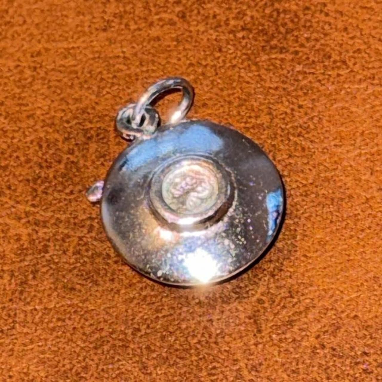 Designer Vintage Sterling Silver Teacup + Plate Pendant/Charm Size ONE SIZE - 4 Thumbnail