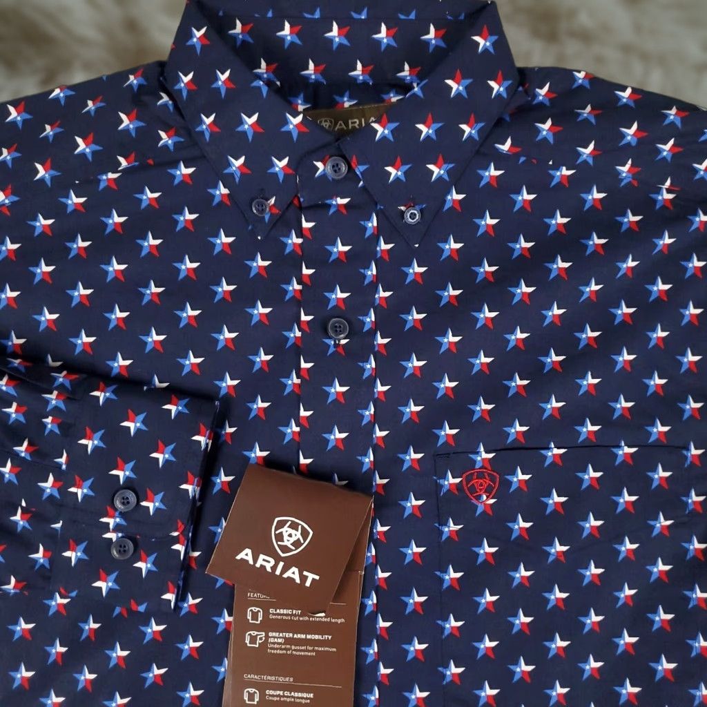 Ariat Ariat Shirt Mens Size Small Blue Star Print Casual Button Up Long Sleeve Size US S / EU 44-46 / 1 - 1 Thumbnail