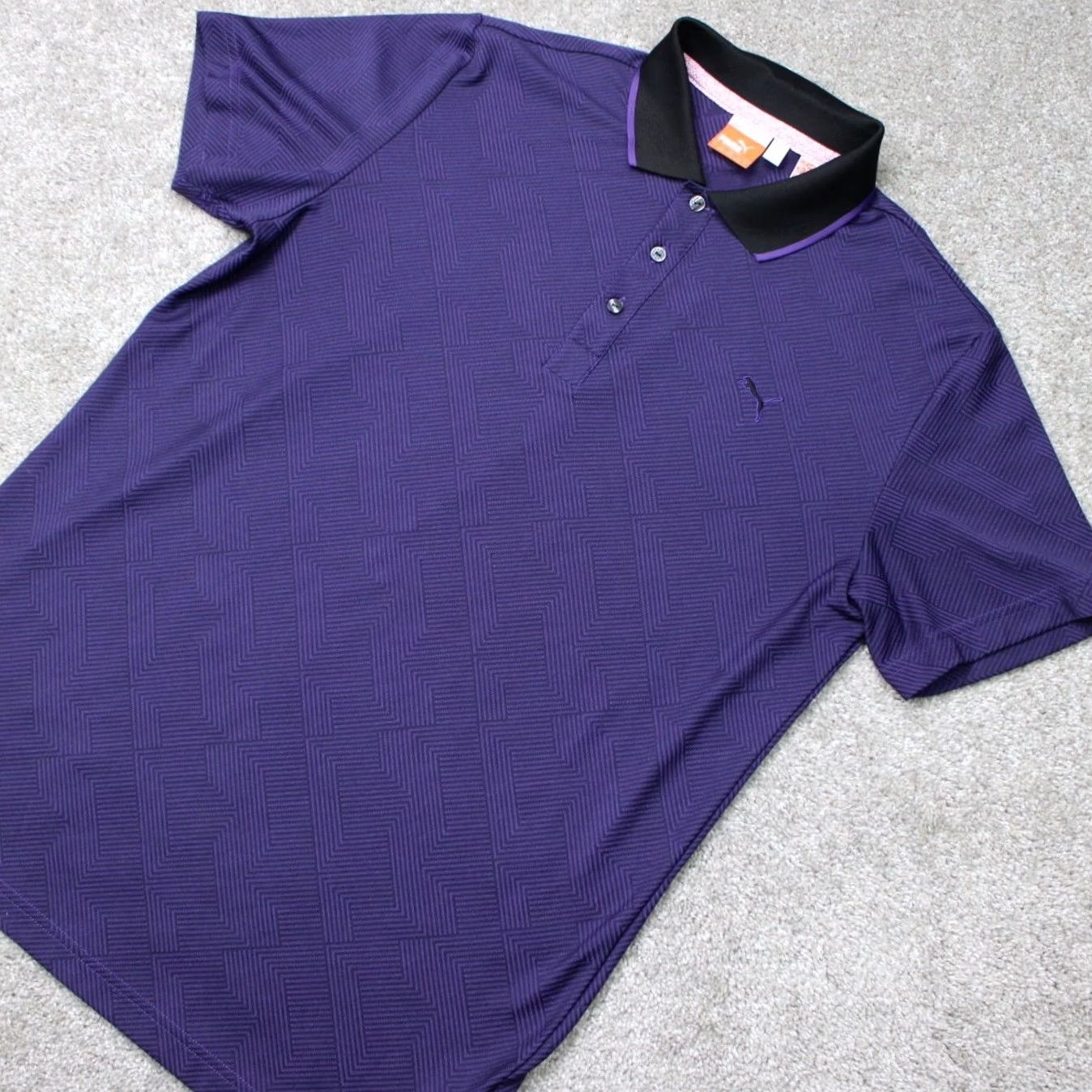 Puma PUMA Polo Shirt Mens Large Purple Dry Cell Wicking Jacquard Short Sleeve Golf Clothing Polo Mens Large Purple Jacquard Dry Cell Golf Shirt Size US L / EU 52-54 / 3 - 4 Thumbnail