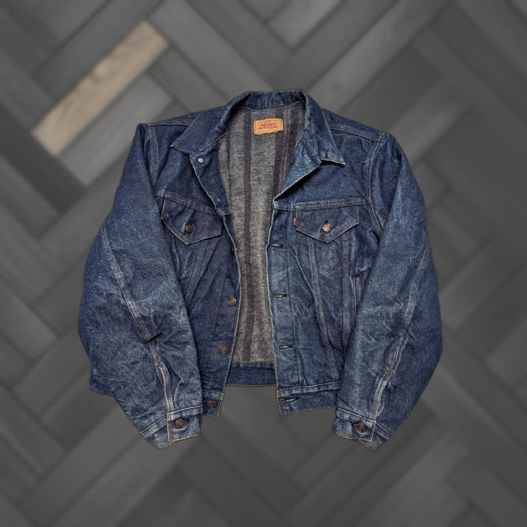Levi's VINTAGE LEVIS jean jacket 48 indigo blue BLANKET LINED USA made troy DENIM stiff Size US 36 / EU 52 - 1 Thumbnail