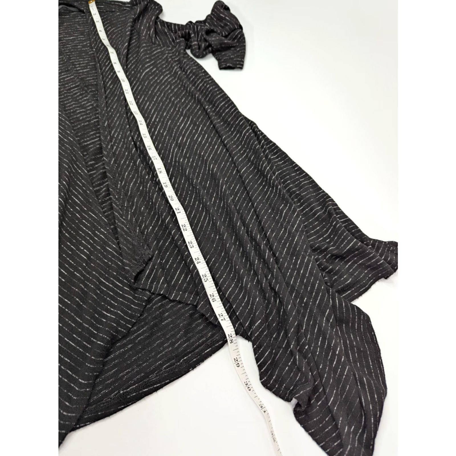 Vintage Knox Rose Cardigan Sweater Boho Stripe Black Ivory Womens S Open Front Lightweight Knit Open Front Cardigan Size S / US 4 / IT 40 - 4 Thumbnail
