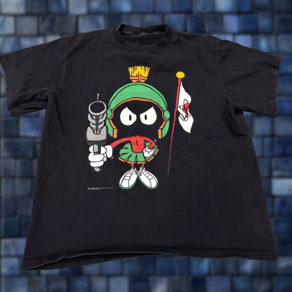 Changes VINTAGE Marvin the Martian Looney Tunes Mens XL T Shirt Changes 1990s Black Cotton Graphic Tee Men Size US XL / EU 56 / 4 - 1 Thumbnail