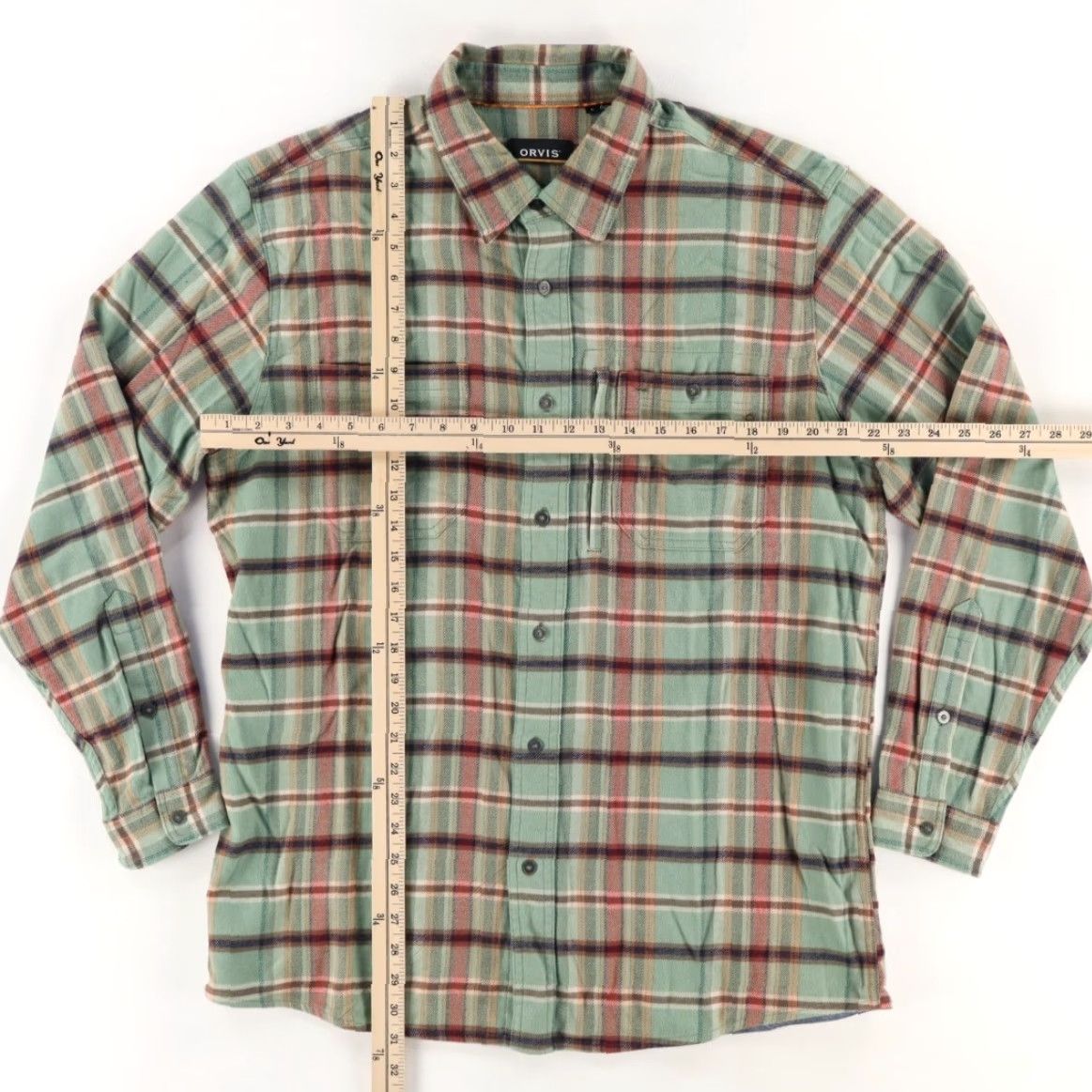 Orvis Orvis Shirt Plaid Button Up Green Long Sleeve Men L Flannel Stretch Cotton Blend Size US L / EU 52-54 / 3 - 3 Thumbnail