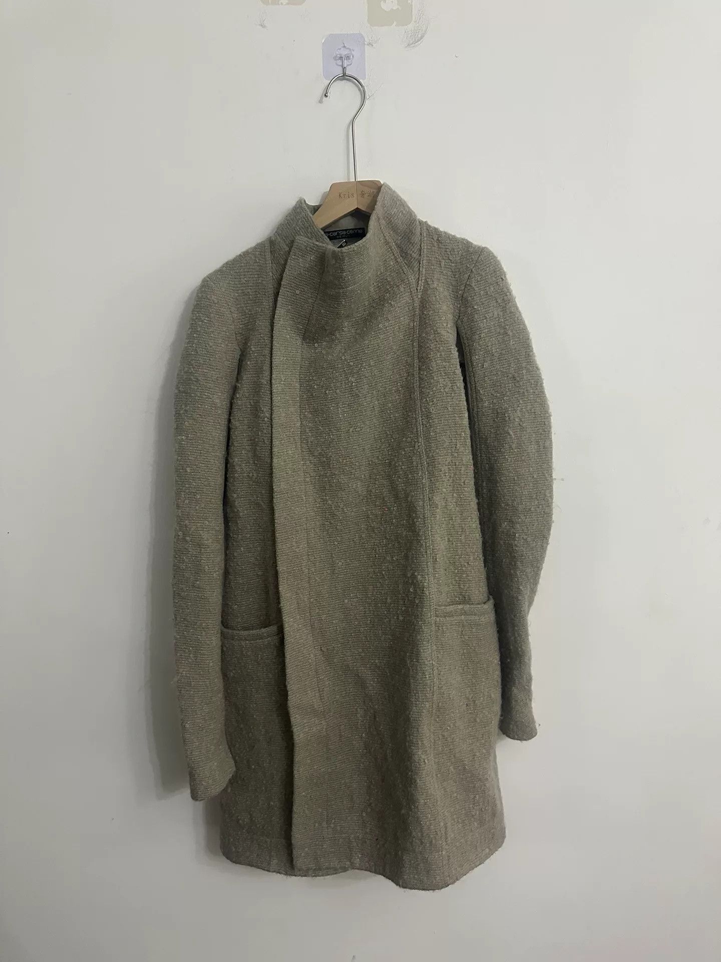 gray wool draped coat by Rick Owens