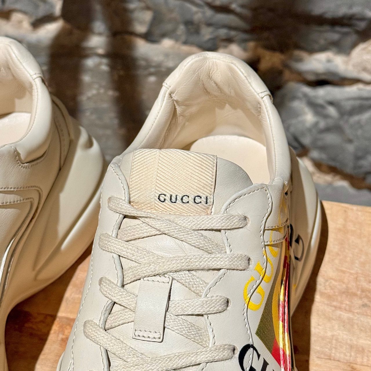 Gucci Gucci Ivory "Vintage" Square Logo Rhyton Chunky Sneakers Size US 8 / EU 41 - 5 Thumbnail