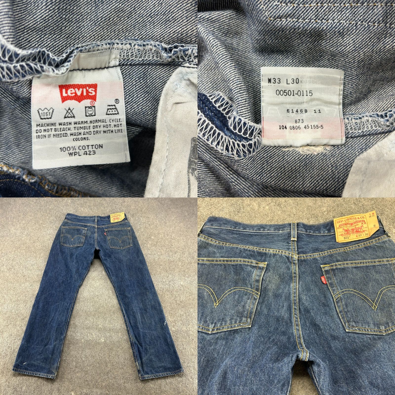 Levi's VINTAGE Levi's 501 Jeans Mens 33x30 Blue Straight Regular Fit Y2K Retro 90s Jeans Mens Size US 33 - 10 Thumbnail