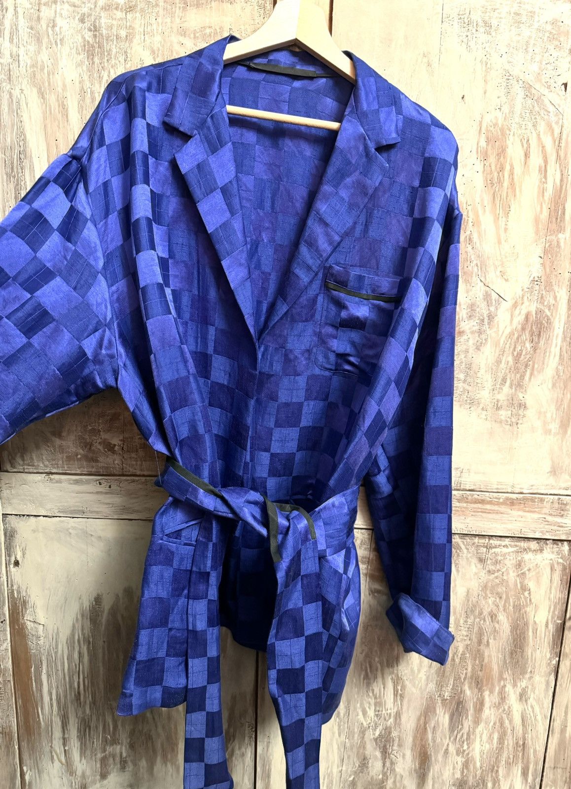 haider Ackermann bleu silk jacquard kimono jacket 36