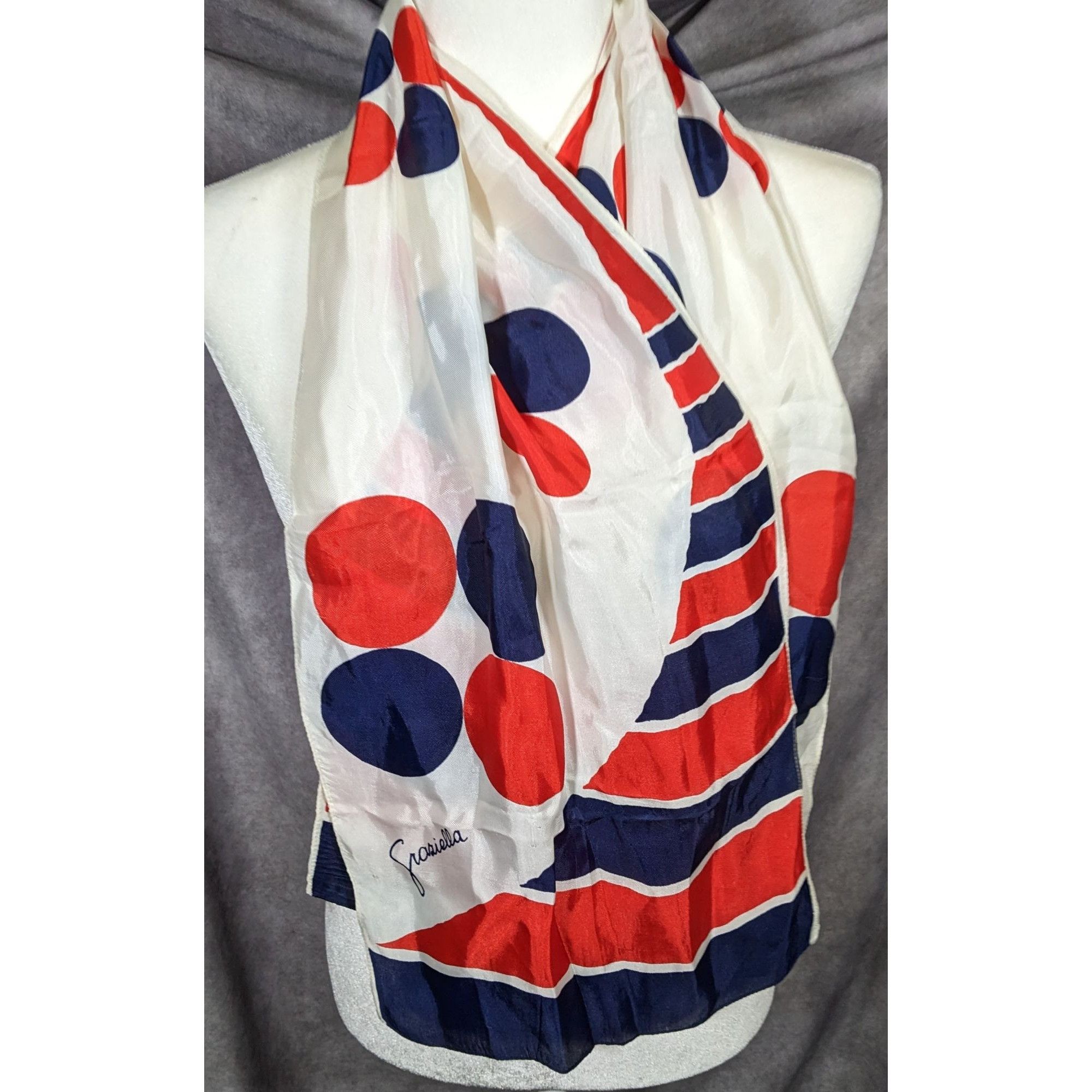 Other Vintage Graziella Red White And Blue Geometric Scarf Size ONE SIZE - 7 Thumbnail