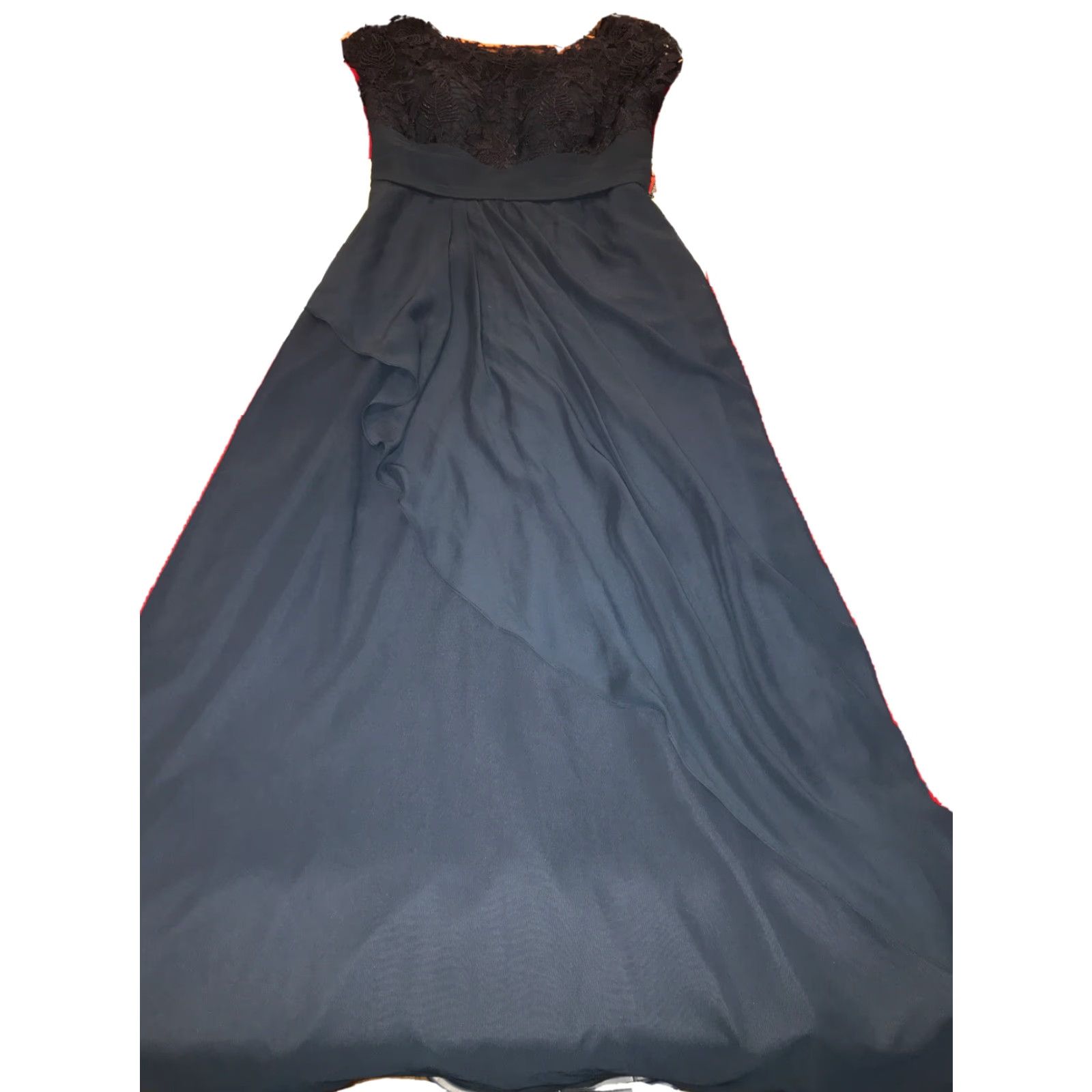 Vintage JJs House Navy Blue Long Draped Maxi Dress Lace Top Short Sleeves NEW SIZE 12 Formal Size XL / US 12-14 / IT 48-50 - 3 Thumbnail