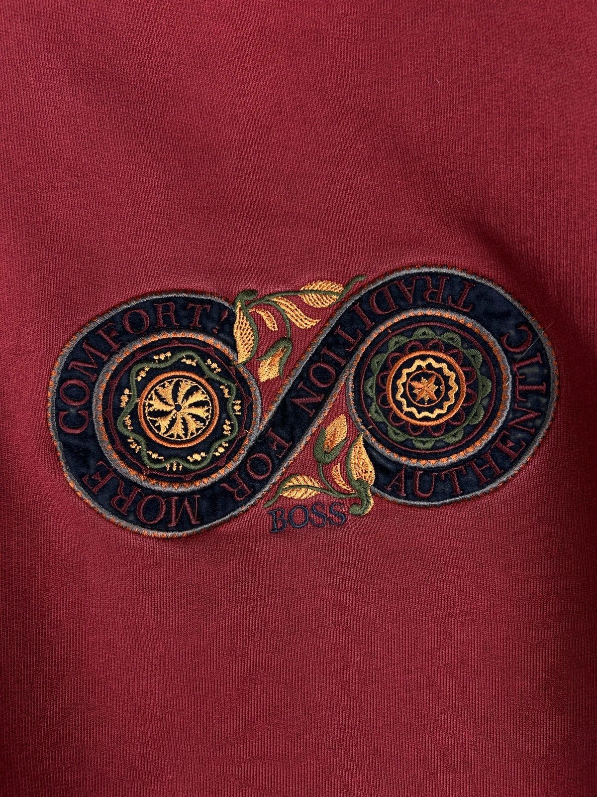 Designer × Hugo Boss × Vintage Hugo Boss twenty crewneck burgundy big haft spellout Size US S / EU 44-46 / 1 - 3 Thumbnail